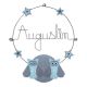 Prénom en fil de fer " Augustin " coloré - Chouette bleue - à punaiser - Bijoux de mur