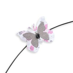 Prénom en fil de fer " Charlie " coloré - Papillon rose - à punaiser - Bijoux de mur