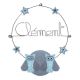 Prénom en fil de fer " Clément " coloré - Chouette bleue - à punaiser - Bijoux de mur