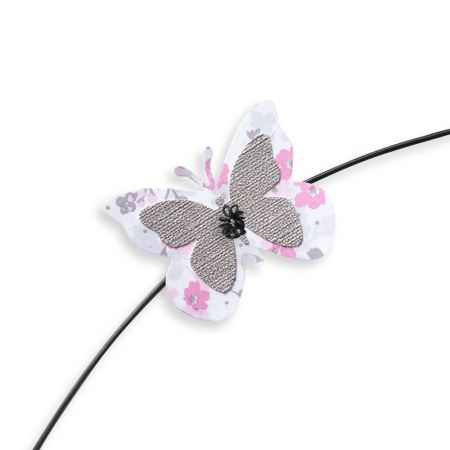 Prénom en fil de fer " Léonie " coloré - Papillon rose - à punaiser - Bijoux de mur