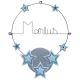 Prénom en fil de fer " Marius " coloré - Etoile bleue - à punaiser - Bijoux de mur