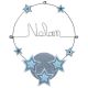 Prénom en fil de fer " Nolan " coloré - Etoile bleue - à punaiser - Bijoux de mur