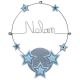 Prénom en fil de fer " Nolan " coloré - Etoile bleue - à punaiser - Bijoux de mur