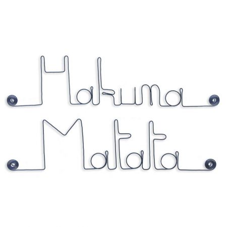 Message simple en fil de fer " Hakuna Matata " - à punaiser - Bijoux de mur