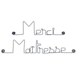 Message simple en fil de fer " Merci Ma&icirc;tresse " - &agrave; punaiser - Bijoux de mur