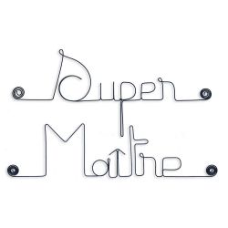 Message simple en fil de fer " Super Ma&icirc;tre " - &agrave; punaiser - Bijoux de mur