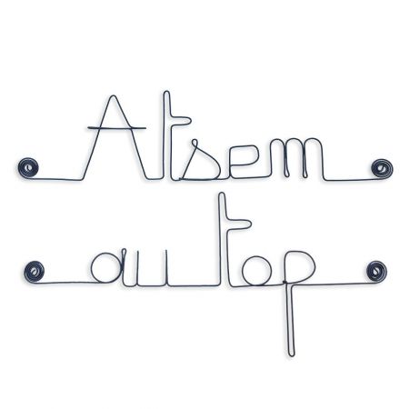 Message simple en fil de fer " Atsem au top " - à punaiser - Bijoux de mur