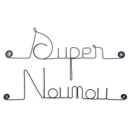 Message simple en fil de fer " Super Nounou " - à punaiser - Bijoux de mur