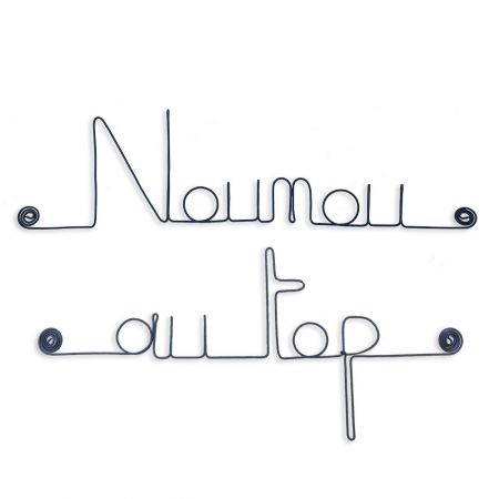 Message simple en fil de fer " Nounou au top " - à punaiser - Bijoux de mur