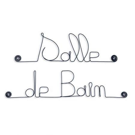 Message simple en fil de fer " Salle de Bain " - à punaiser - Bijoux de mur