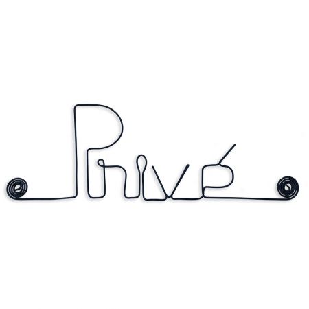 Message simple en fil de fer " Privé " - à punaiser - Bijoux de mur
