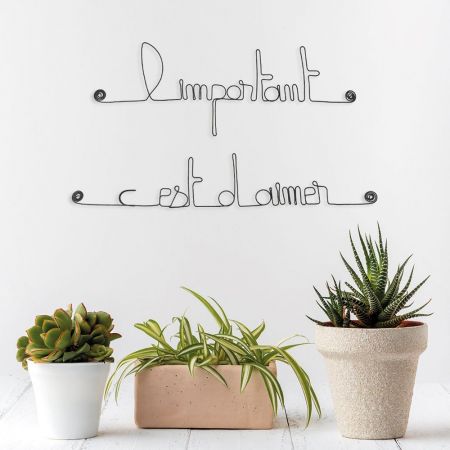 Citation " L'important c'est d'aimer " en fil de fer - à punaiser - Bijoux de mur