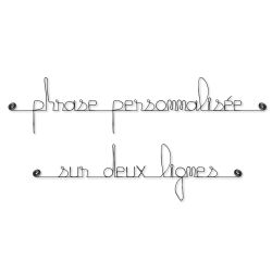 Phrase " Personnalisable 2 lignes " en fil de fer - &agrave; punaiser - Bijoux de mur