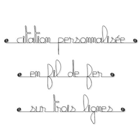 Message simple " Personnalisable 3 lignes " en fil de fer - &agrave; punaiser - Bijoux de mur