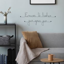 Citation en fil de fer " Écrivons le bonheur jour après jour " - à punaiser - Bijoux de mur