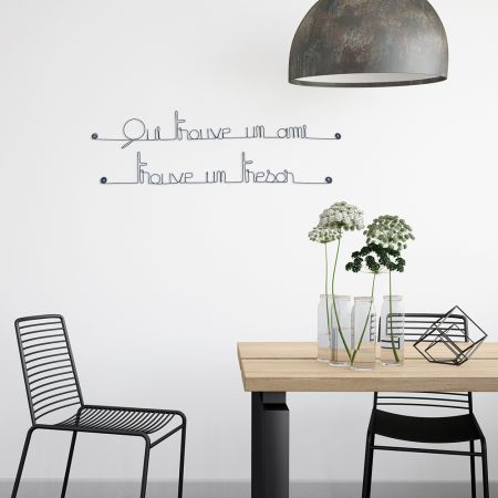 Citation en fil de fer " Qui trouve un ami trouve un trésor " - à punaiser - Bijoux de mur