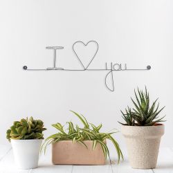 Message et forme en fil de fer "I love you (love en forme de cœur) " - à punaiser - Bijoux de mur