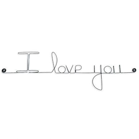 Message simple en fil de fer " I love you " - à punaiser - Bijoux de mur