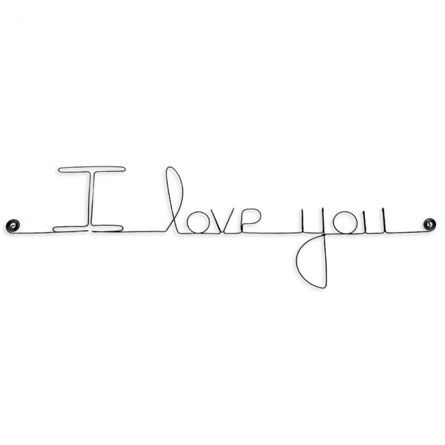 Message simple en fil de fer " I love you " - à punaiser - Bijoux de mur