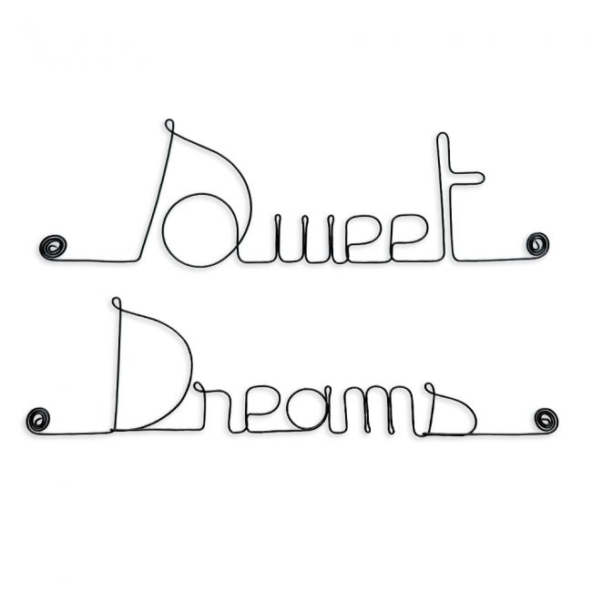 Message simple en fil de fer " Sweet dreams " - à punaiser - Bijoux de mur