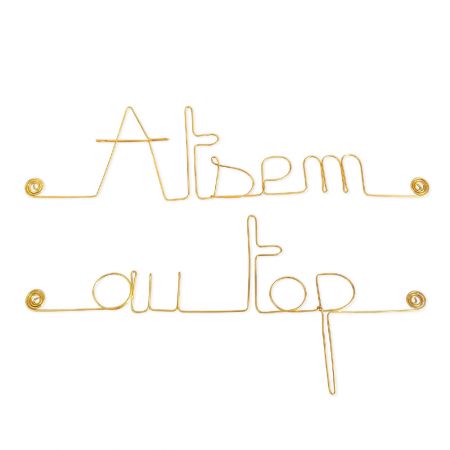 Message simple en fil de fer " Atsem au top " - à punaiser - Bijoux de mur