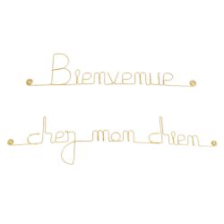 Message simple en fil de fer " Bienvenue chez mon chien " - à punaiser - Bijoux de mur