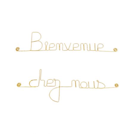 Message simple en fil de fer " Bienvenue chez nous " - à punaiser - Bijoux de mur