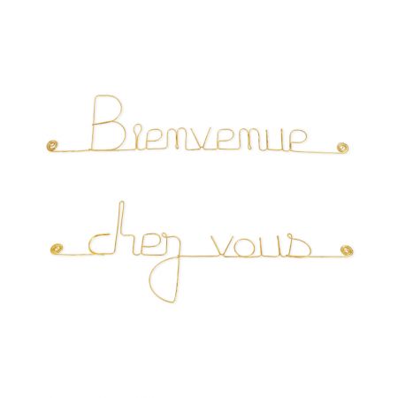 Message simple en fil de fer " Bienvenue chez vous " - à punaiser - Bijoux de mur