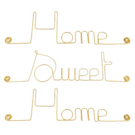 Message simple en fil de fer " Home sweet home " - à punaiser - Bijoux de mur