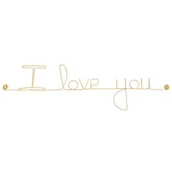 Message simple en fil de fer " I love you " - à punaiser - Bijoux de mur