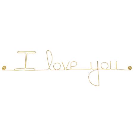 Message simple en fil de fer " I love you " - à punaiser - Bijoux de mur