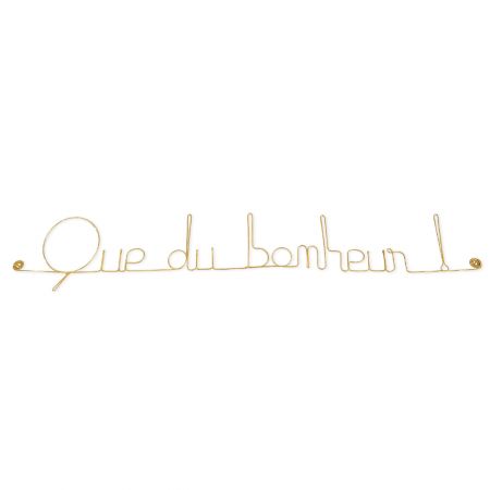 Message simple en fil de fer " Que du bonheur ! " - à punaiser - Bijoux de mur
