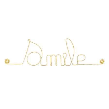 Message simple en fil de fer " Smile " - à punaiser - Bijoux de mur