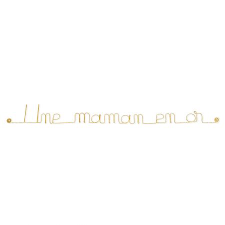 Message simple en fil de fer " Une maman en or " - à punaiser - Bijoux de mur