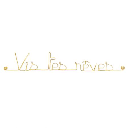 Message simple en fil de fer " Vis tes rêves " - à punaiser - Bijoux de mur