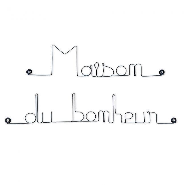Message simple en fil de fer " Maison du bonheur " - à punaiser - Bijoux de mur