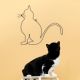 Forme en fil de fer " Chat assis " - environ 26 x 23 cm - à punaiser - Bijoux de mur