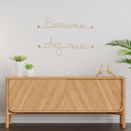 Message simple en fil de fer " Bienvenue chez nous " - à punaiser - Bijoux de mur