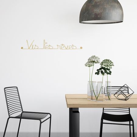 Message simple en fil de fer " Vis tes rêves " - à punaiser - Bijoux de mur