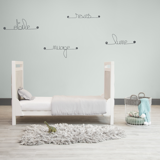 Lot de petits messages " NUIT : Etoile, Lune, Nuage, Rêves " en fil de fer - à punaiser - Bijoux de mur