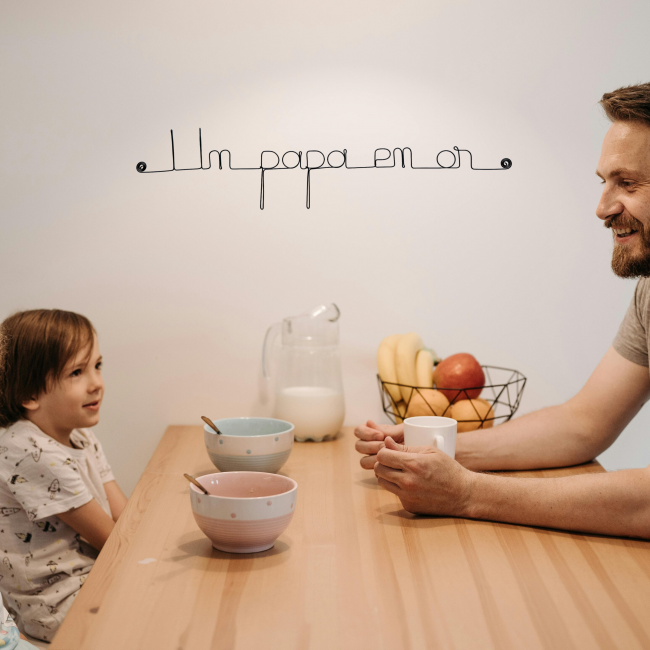 Message simple en fil de fer " Un papa en or " - à punaiser - Bijoux de mur