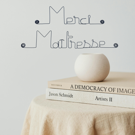 Message simple en fil de fer " Merci Maîtresse " - à punaiser - Bijoux de mur