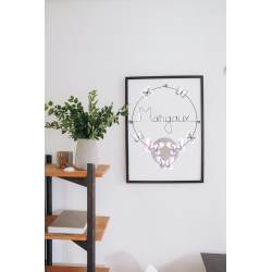 Pr&eacute;nom en fil de fer " Margaux " color&eacute; - Papillon rose - &agrave; punaiser - Bijoux de mur