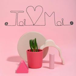 Décoration Murale en Fil de Fer "Toi (Coeur) Moi" - à punaiser - Bijoux de Mur -Saint Valentin/Cadeau Couple