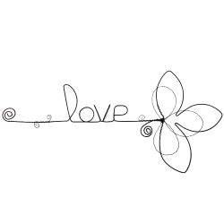 D&eacute;coration murale en fil de fer - Fleur de Lys - "Love" - Printemps/&Eacute;t&eacute;