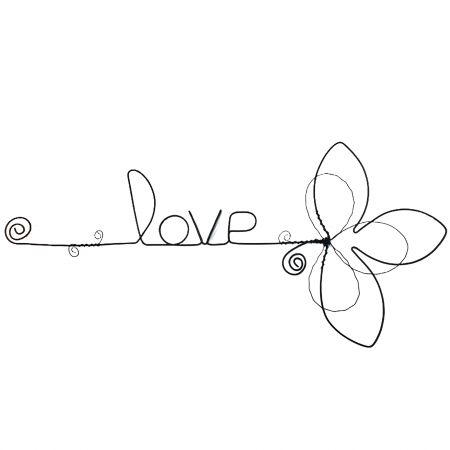 D&eacute;coration murale en fil de fer - Fleur de Lys - "Love" - Printemps/&Eacute;t&eacute;
