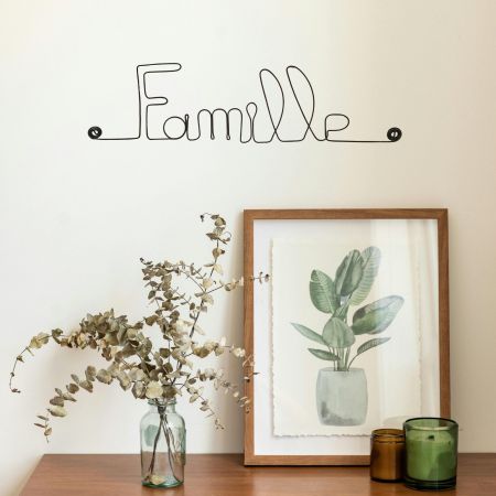D&eacute;coration Murale en Fil de Fer "Famille" - &agrave; punaiser - Bijoux de Mur - Cadeau