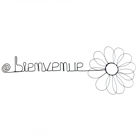 D&eacute;coration murale en fil de fer - Fleur de Marguerite - "Bienvenue" - Printemps/&Eacute;t&eacute;