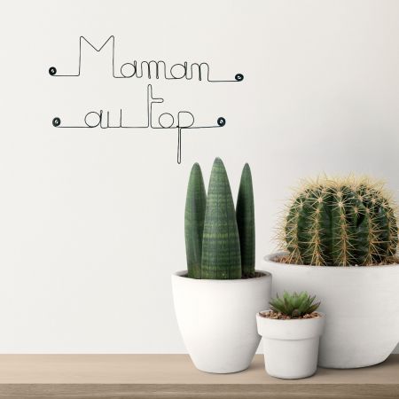 D&eacute;coration Murale en Fil de Fer "Maman au top " - &agrave; punaiser - Bijoux de Mur - Cadeau F&ecirc;te des M&egrave;res
