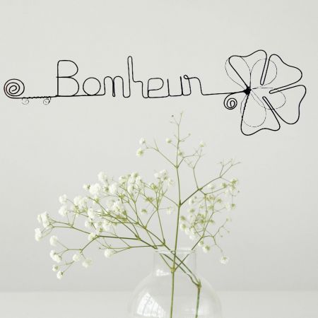 Décoration murale en fil de fer - Fleur de Trèfle - "Bonheur" - Printemps/Été